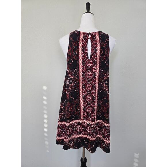 Altar’d State Boho Sleeveless Mini Dress Size M Fall Floral Rayon Festival Vibe - Picture 2 of 7